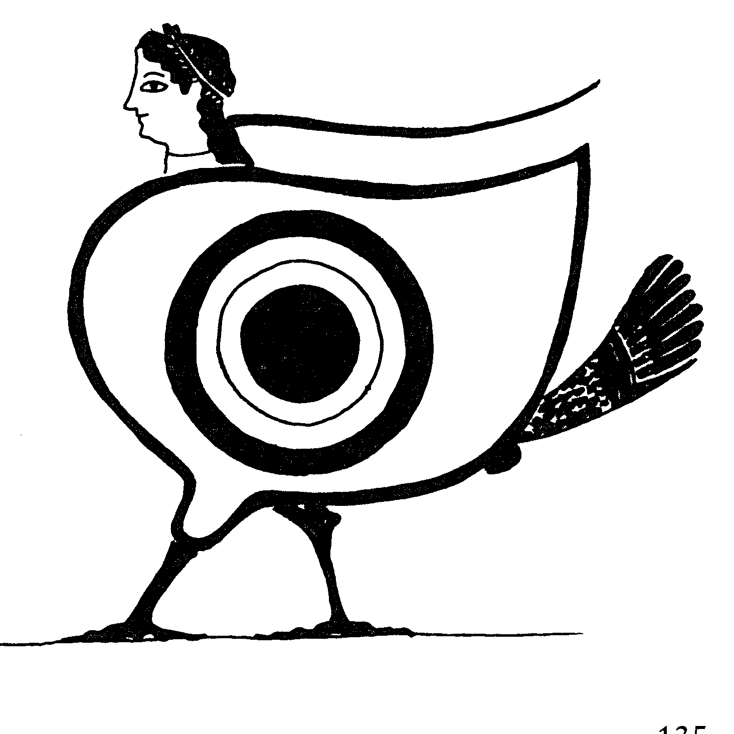 Image tirée d'une vase grec : jeu de mot visuel entre un oiseau et un oeil